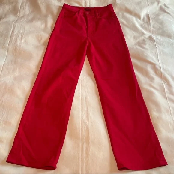 MOTHER- The Rambler Ankle in Ribbon Red Size 25 Straight Leg Jeans High Waist